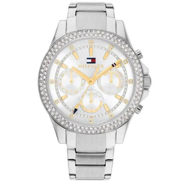 Γυναικείο ρολόι Tommy Hilfiger Haven 1782677 με ασημί ατσάλινο μπρασελέ και άσπρο καντράν διαμέτρου 38mm με ημέρα-ημερομηνία και ζιργκόν.